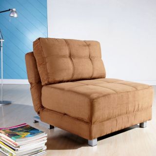New York Brown Convertible Chair Bed (BrownModern designFully upholstered with microfiberUniquely designed mechanism converts to four different positionsHigh density, elastic foam cushions have extra layer of soft foamSteel legs on bottom for ultimate sta
