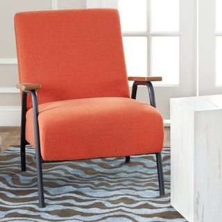Safavieh Retro Orange Club Chair (OrangeMaterials Wood, wool fabricFinish Light MapleSeat height 17.3 inchesDimensions 33.1 inches high x 26.4 inches wide x 33.1 inches deepAvoid placing your furniture in direct sunlight and maintain at least two feet