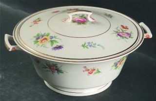 Syracuse Selma Round Covered Vegetable, Fine China Dinnerware   Flowers On Rim &