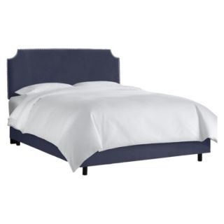 Skyline King Bed Lombard Nail Button Notched Bed   Premier Lazuli Blue