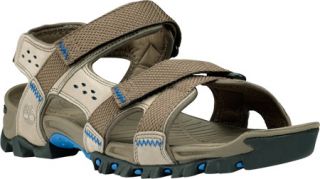 Mens Timberland Eldridge Sandal   Greige/Blue Leather Velcro Shoes