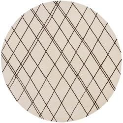 Hand tufted Contemporary Beige Panes New Zealand Wool Abstract Rug (8 Round)