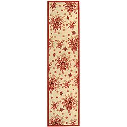 Hand hooked Flov Ivory/ Rose Wool Runner (26 X 6)