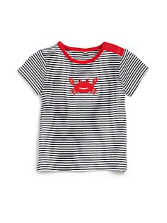 Hartstrings Infants Striped Embroidered Crab Tee   Navy Stripe