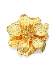 Kenneth Jay Lane Anemone Flower Pin   Gold