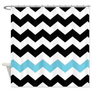  Black White Turquoise Chevron Shower Curtain  Use code FREECART at Checkout