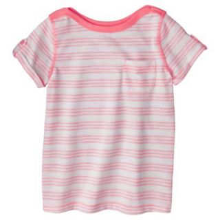 Cherokee Infant Toddler Girls Short Sleeve Striped Tee   Moxie Peach 4T