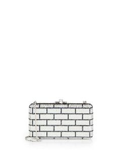 Judith Leiber Airstream Crystal Brick Large Clutch   Silver