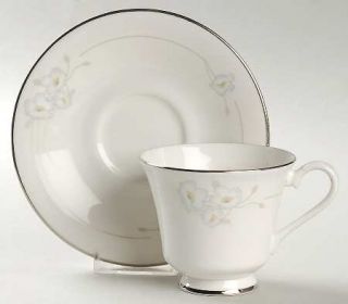 Royal Doulton Mystique Footed Cup & Saucer Set, Fine China Dinnerware   Light Bl