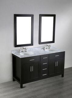 Bosconi SB2524 Bathroom Vanity, 60 Contemporary Double Vanity Black