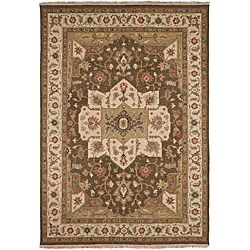 Hand knotted Floral Brown/red Wool Rug (2 X 3)