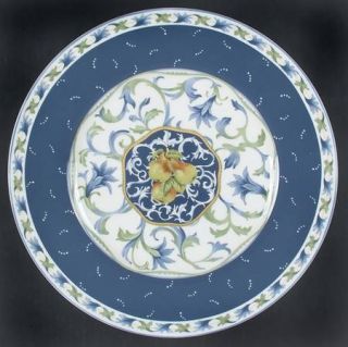 Fitz & Floyd Alfresco Service Plate (Charger), Fine China Dinnerware   Blue Rim,