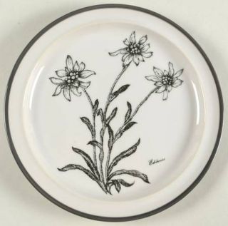 Noritake Alpine Flowers Salad Plate, Fine China Dinnerware   Dark Gray Flowers