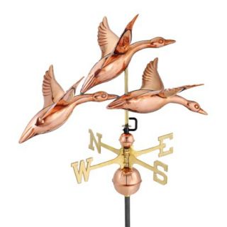 Good Directions 28 3 Geese in Flight Weathervane   Polished Copper
