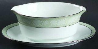 Noritake Vienne Gravy Boat with Attached Underplate, Fine China Dinnerware   Whi