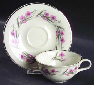Haviland Serenade Flat Cup & Saucer Set, Fine China Dinnerware   Ny,Pink Flowers