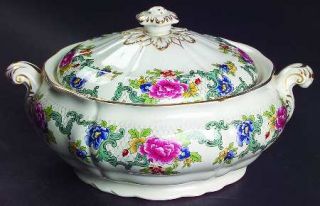 Booths Floradora (Multi Scalloped) Round Covered Vegetable, Fine China Dinnerwar