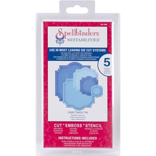 Spellbinders Labels Twenty two Nestabilities Dies (BluesMaterials MetalPackage includes five (5) template dies Dies feature cutting, embossing, and stenciling capabilities These dies will work with most die cutting systems Available in a vast range of si