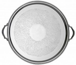 Bon Chef 20 in Round Tray w/ Bead Border, Stainless Steel