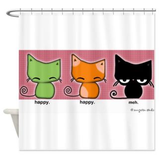  happy.happy.meh kitties Shower Curtain  Use code FREECART at Checkout