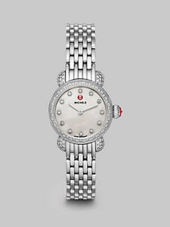 Michele Watches Pavé Diamond Stainless Steel Watch   Silver