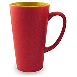 Funnel Style Two tone Red/ Yellow 16 oz Ceramic Mug (Red/yellowNumber of pieces OneDimensions 3.5 inches x 4.5 inches x 6 inchesMaterials CeramicCare instructions Dishwasher safe )