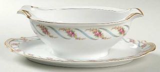 Noritake Maywood Gravy Boat with Attached Underplate, Fine China Dinnerware   Ro