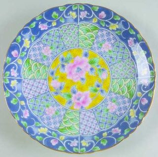 Gumps Botan Salad Plate, Fine China Dinnerware   Pink Flowers On Yellow & Blue D