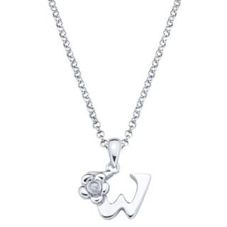 Little Diva Sterling Silver Diamond Accent Initial W Pendant Necklace   Silver