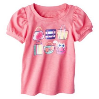 Cherokee Infant Toddler Girls Puff Sleeve Beach Bag Tee   Fruit Punch Pink 5T