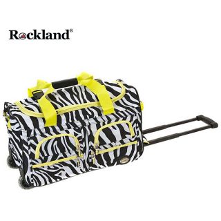 Rockland Zebra/lime 22 inch Carry On Rolling Upright Duffel Bag