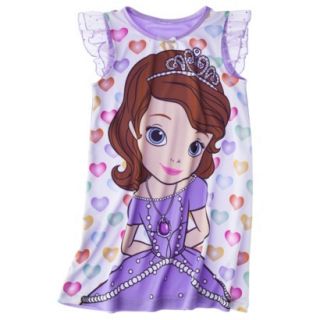 Disney Sofia the First Toddler Girls Short Sleeve Nightgown   Purple 3T