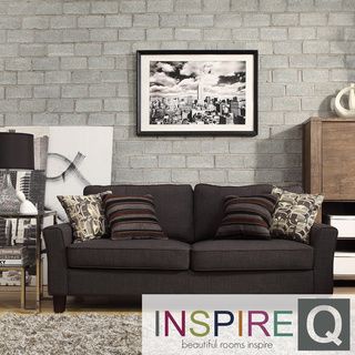 Inspire Q Lorimer Dark Grey Fabric Upholstered Track Arm Sofa