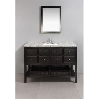 New Haven Espresso Brown 48 inch Bath Vanity With 2 Drawers And Dappled Grey Granite Top