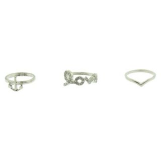 Womens Three Piece Midi Ring Set with Love, Solid V and Anchor Rings  