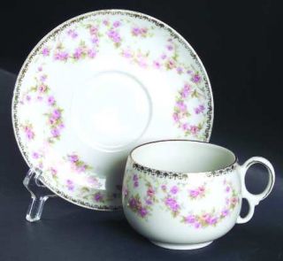 Altrohlau Bridal Rose Flat Cup & Saucer Set, Fine China Dinnerware   Rose Swag G