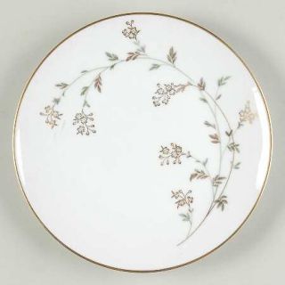 Noritake Andrea Bread & Butter Plate, Fine China Dinnerware   Gold Flowers, Gray