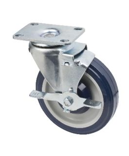 Focus Universal Plate Caster w/ Brake, 250 lb Per Caster, 5 in Diameter