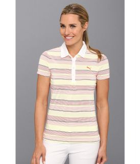 PUMA Golf Roadmap Stripe Polo Womens Short Sleeve Pullover (Yellow)
