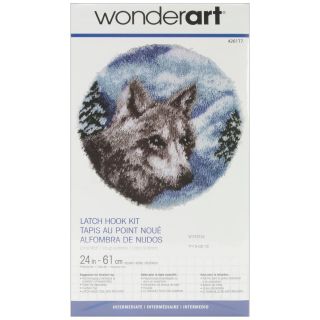 Wonderart Latch Hook Kit 24 Round  Lone Wolf (24in. Design Lone Wolf. Made in USA. )