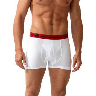 New Balance Mens Performance White/ Red Sport Trunks (3 inch Inseam)