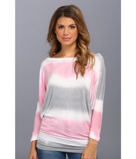 Brigitte Bailey Stripe Tye Dye Top Womens Long Sleeve Pullover (Pink)