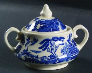 English Ironstone Blue Willow Sugar Bowl & Lid, Fine China Dinnerware   Blue Dec