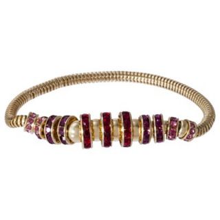 Lonna & Lilly Stretch Bracelet with Red Stone Rondelles   Gold