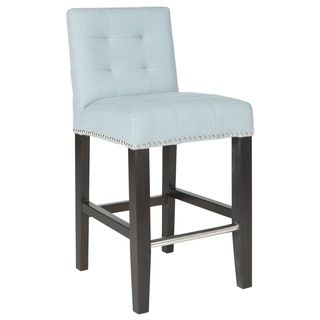 Safavieh Thompson Sky Blue Counter Stool (Sky blueIncludes One (1) stoolMaterials Birchwood, polyester blend fabricFinish EspressoSeat dimensions 16.7 inches wide x 14.8 inches deepSeat height 23.4 inchesDimensions 34.5 inches high x 16.7 inches wid