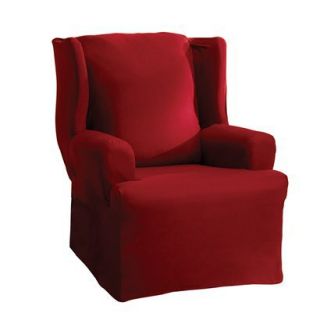 Sure Fit Cotton Duck Wing Chair Slipcover   Claret