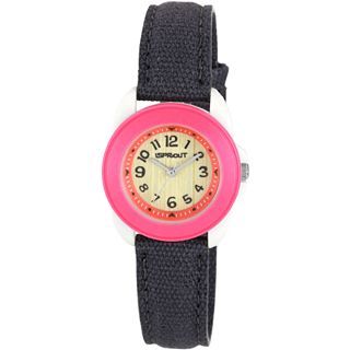 Sprout Eco Friendly Womens Bamboo & Organic Cotton Strap Watch, Grey/Pink