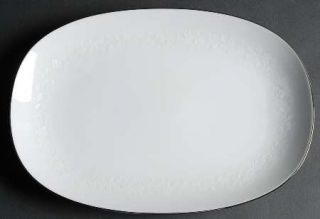 Kenmark Venetian Lace 13 Oval Serving Platter, Fine China Dinnerware   White Fl