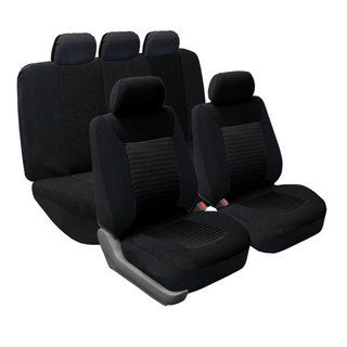 Fh Group Black Premium Fabric Airbag Compatible Car Seat Covers (full Set) (Polyester Machine washable, air dry Helpful installation videos are available Front Seat Covers Side airbag compatible   officially tested   special stitching technique allows air