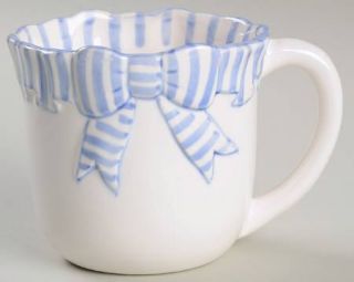 Haldon Blue Stripe Mug, Fine China Dinnerware   Blue Stripes And Ribbon On Rim